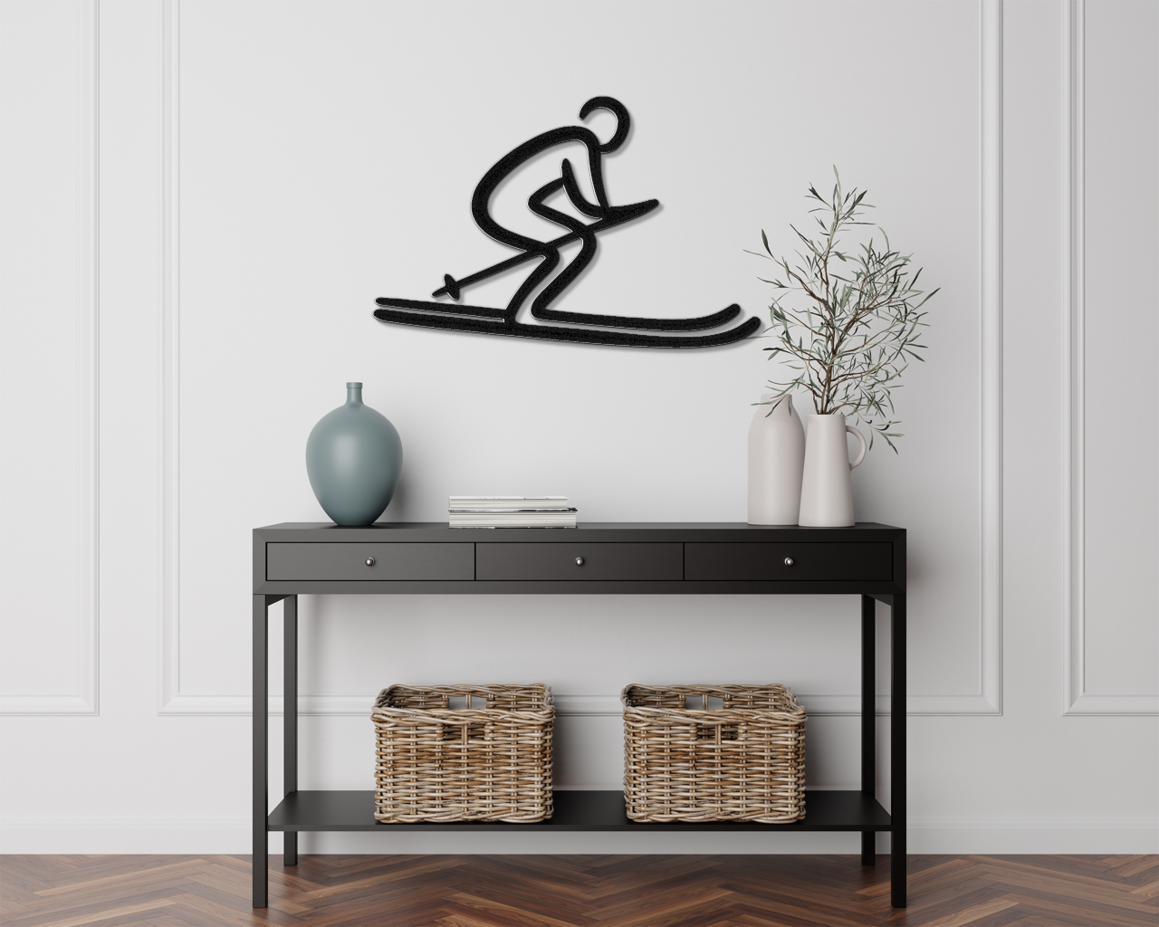 Skiing Metal Wall Art