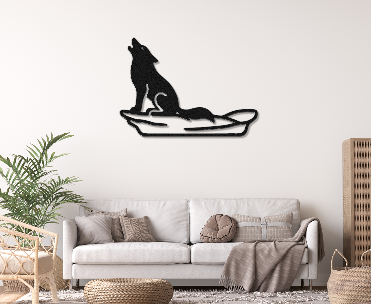 Howling Coyote Metal Wall Art