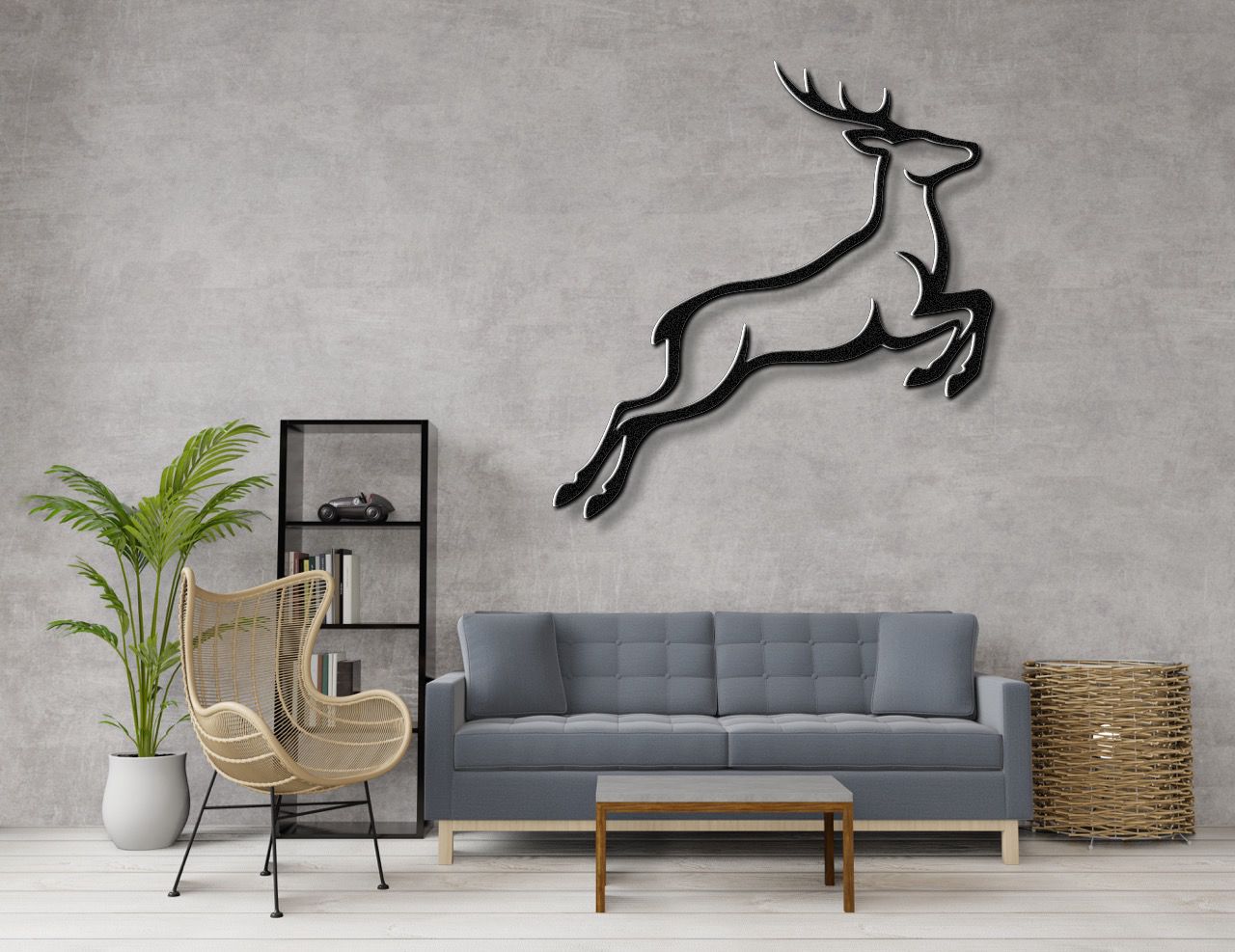 Jumping Deer Metal Wall Art