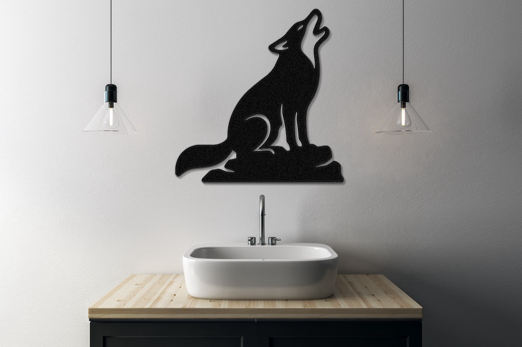 Howling Coyote Metal Wall Art