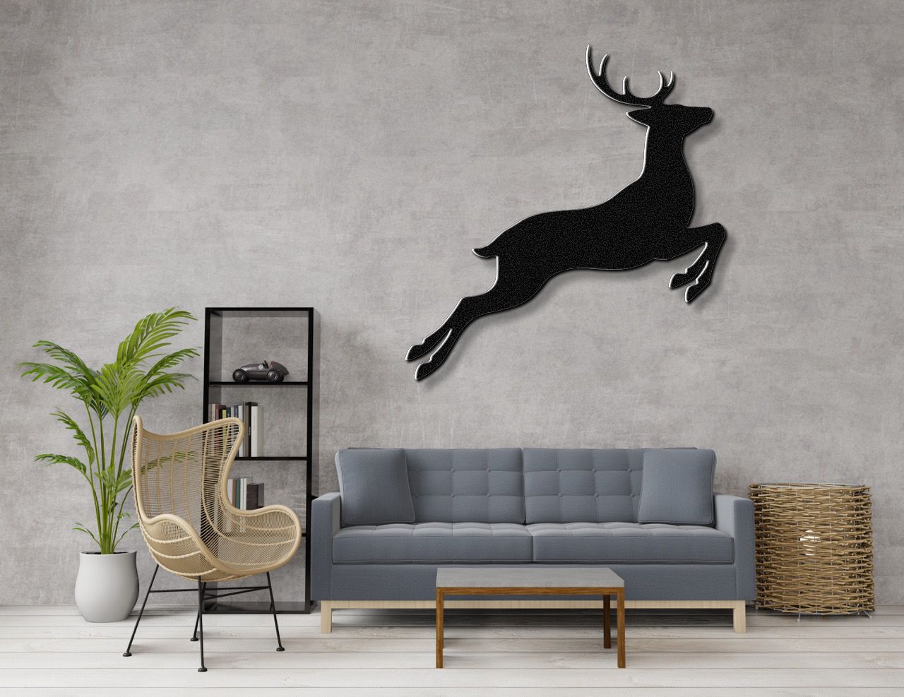 Jumping Deer Metal Wall Art