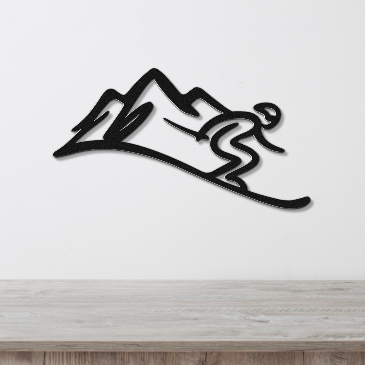 Skier and Mountain Metal Wall Art