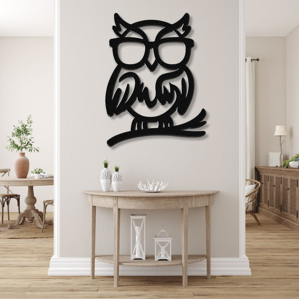 Nerdy Owl Metal Wall Art