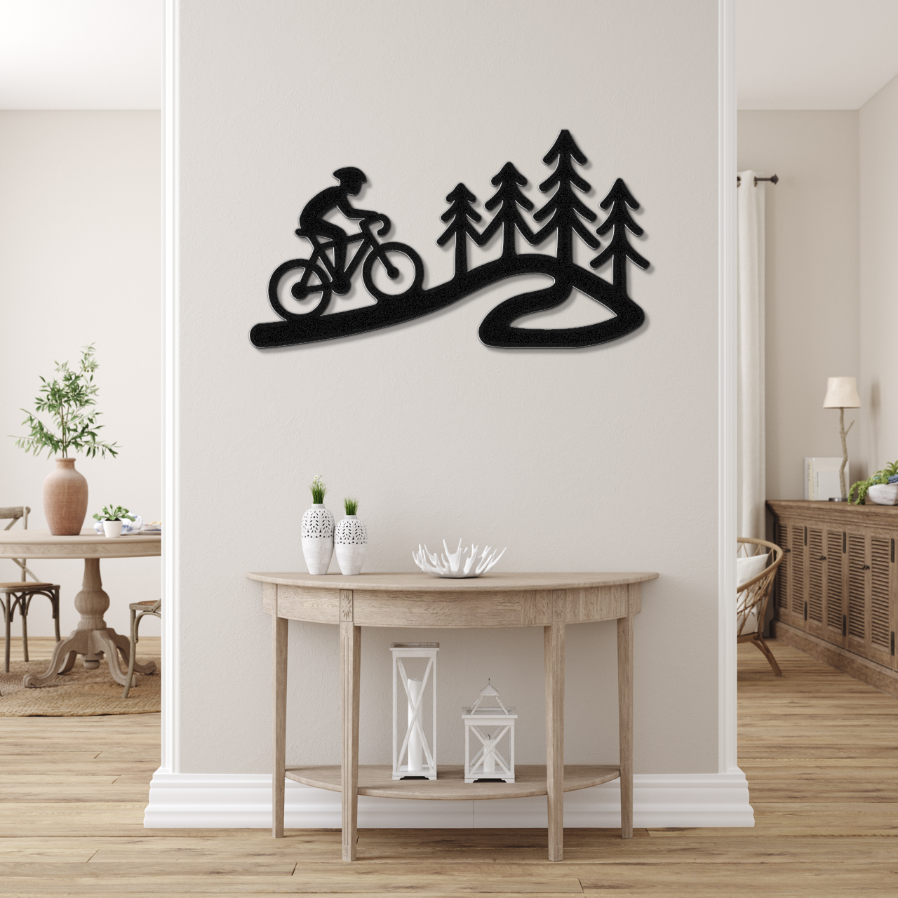 Cycling in the Pines Metal Wall Art