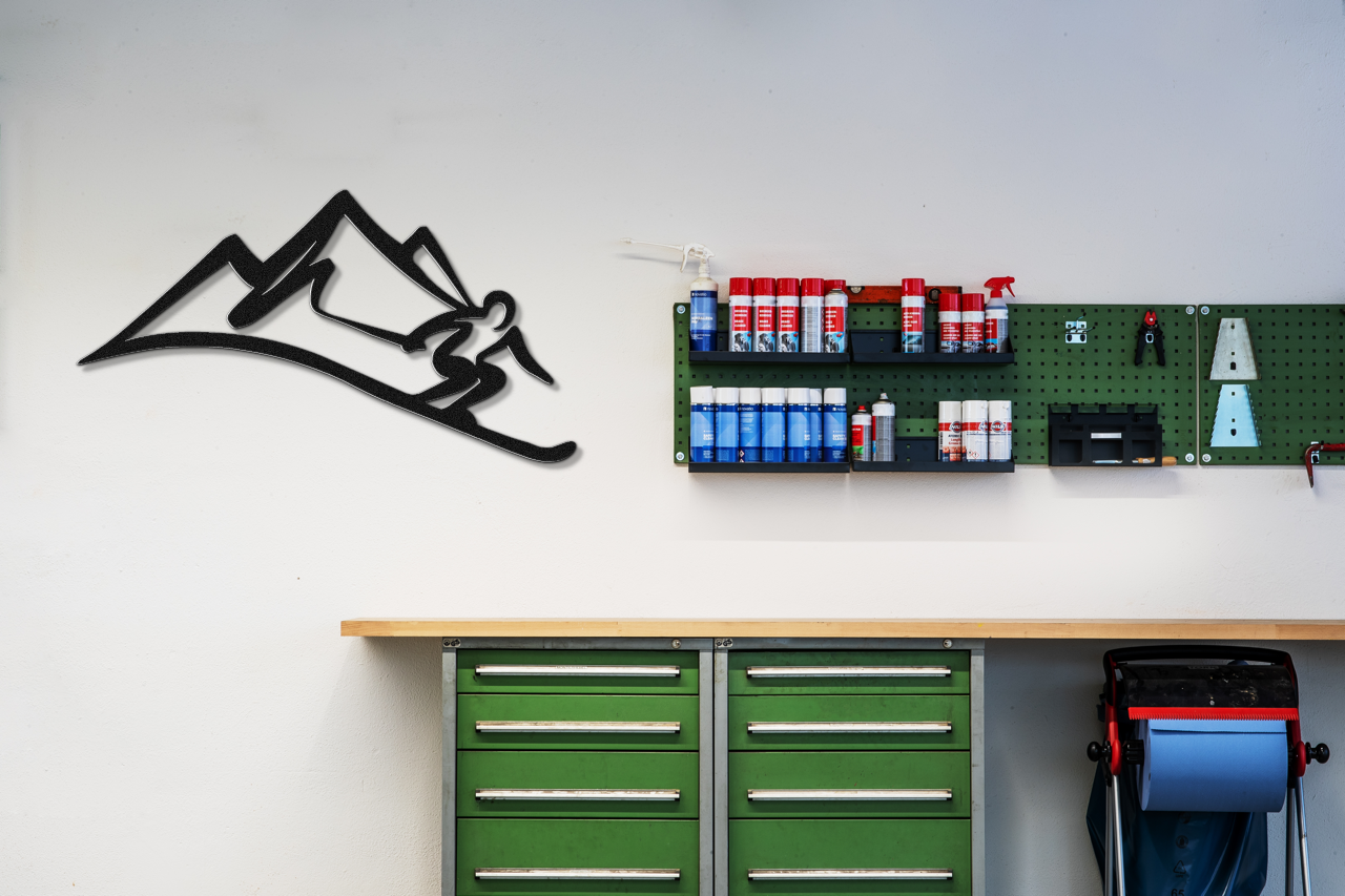 Skier and Mountain Metal Wall Art