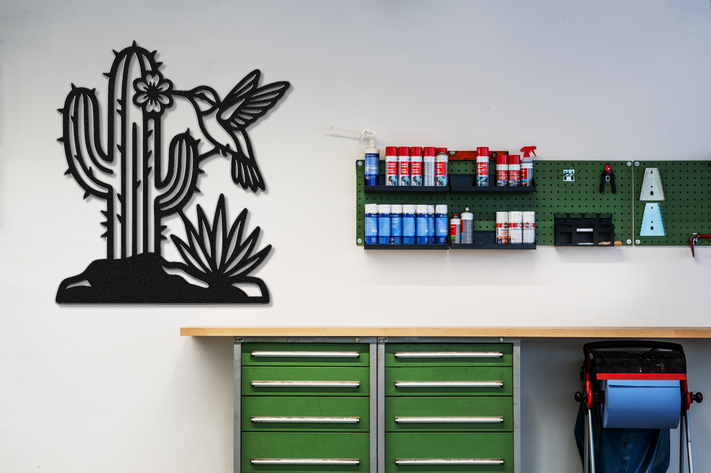 Hummingbird and Saguaro Metal Wall Art