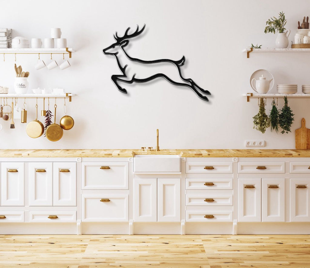 Jumping Deer Metal Wall Art