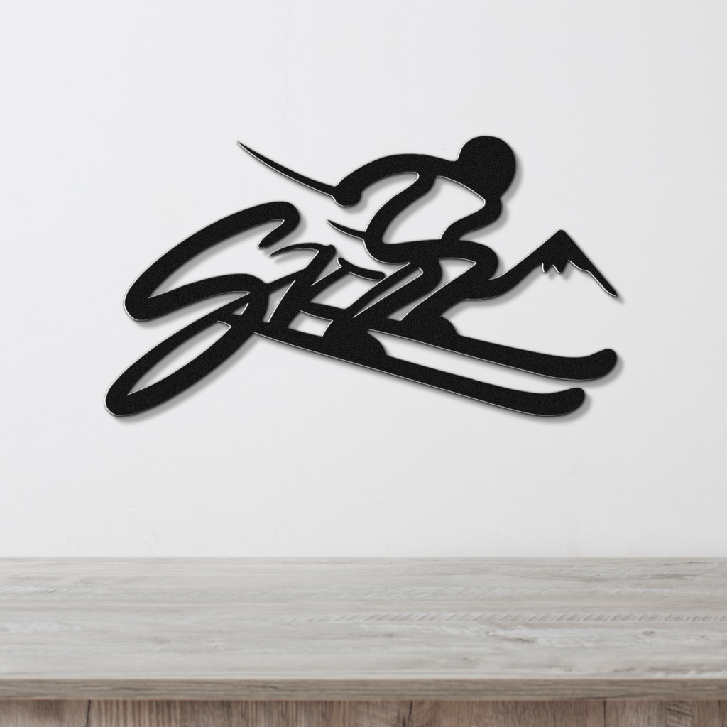Skiing Metal Wall Art