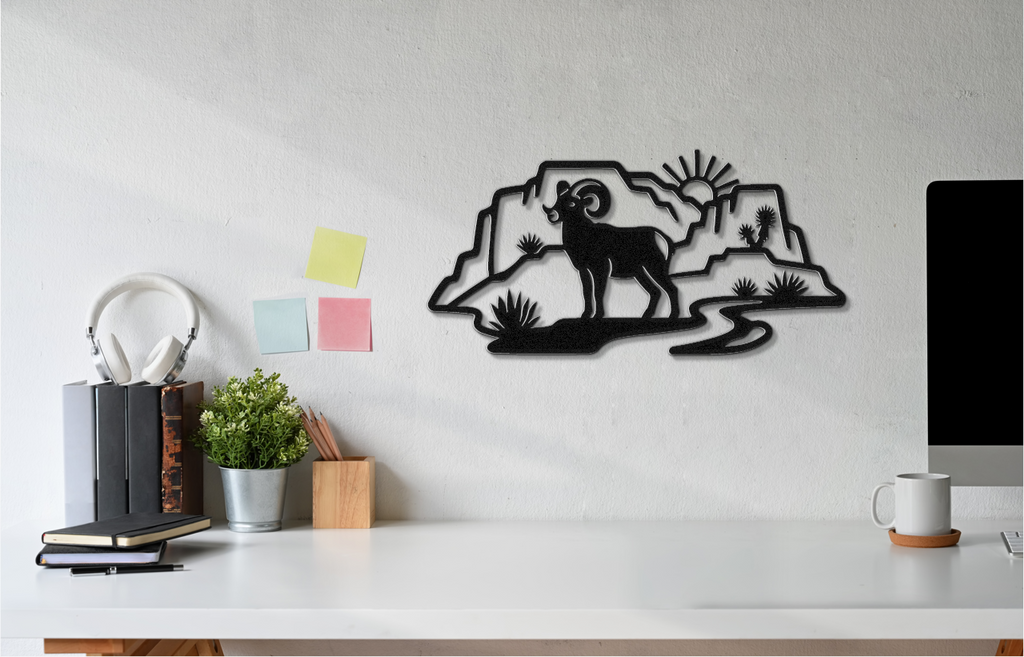 Joshua Tree Bighorn Sheep Metal Wall Art