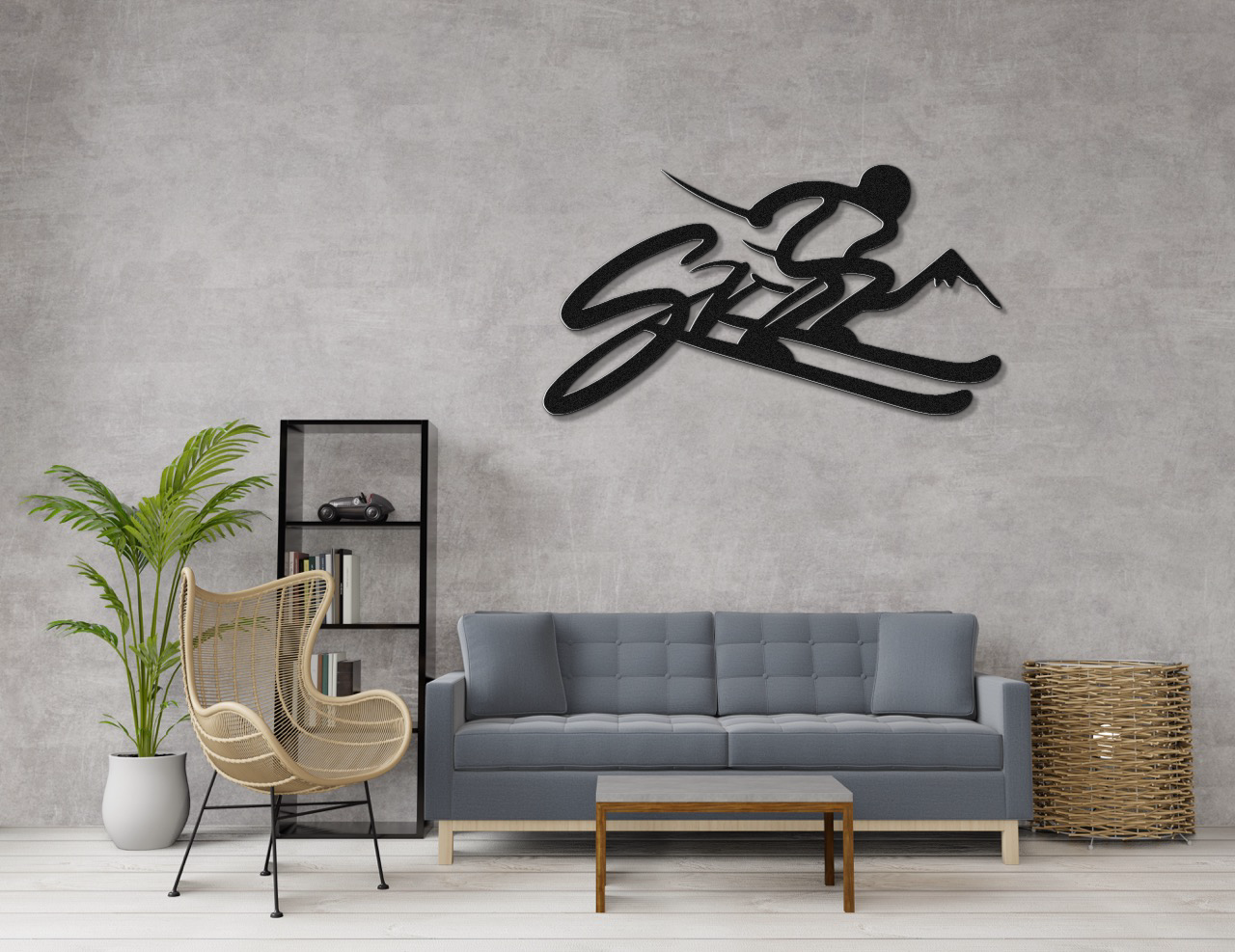 Skiing Metal Wall Art