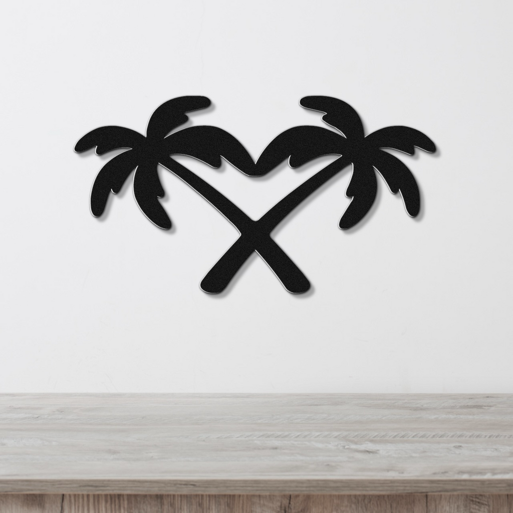 Twin Palm Tree Metal Wall Art