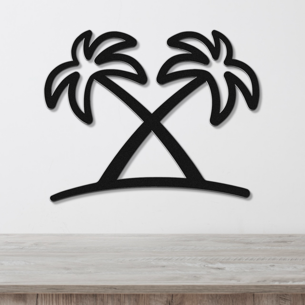 Twin Palm Tree Metal Wall Art
