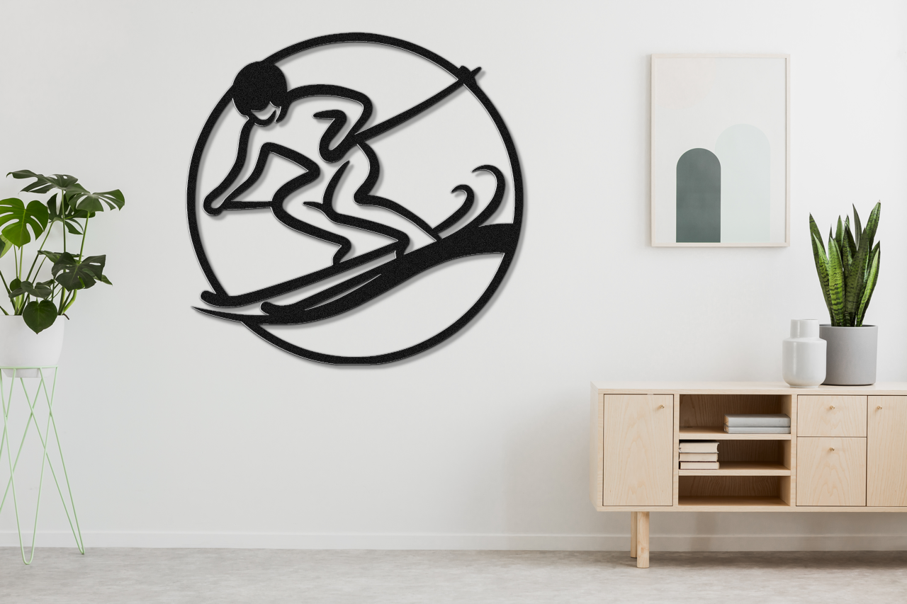 Skiing Metal Wall Art