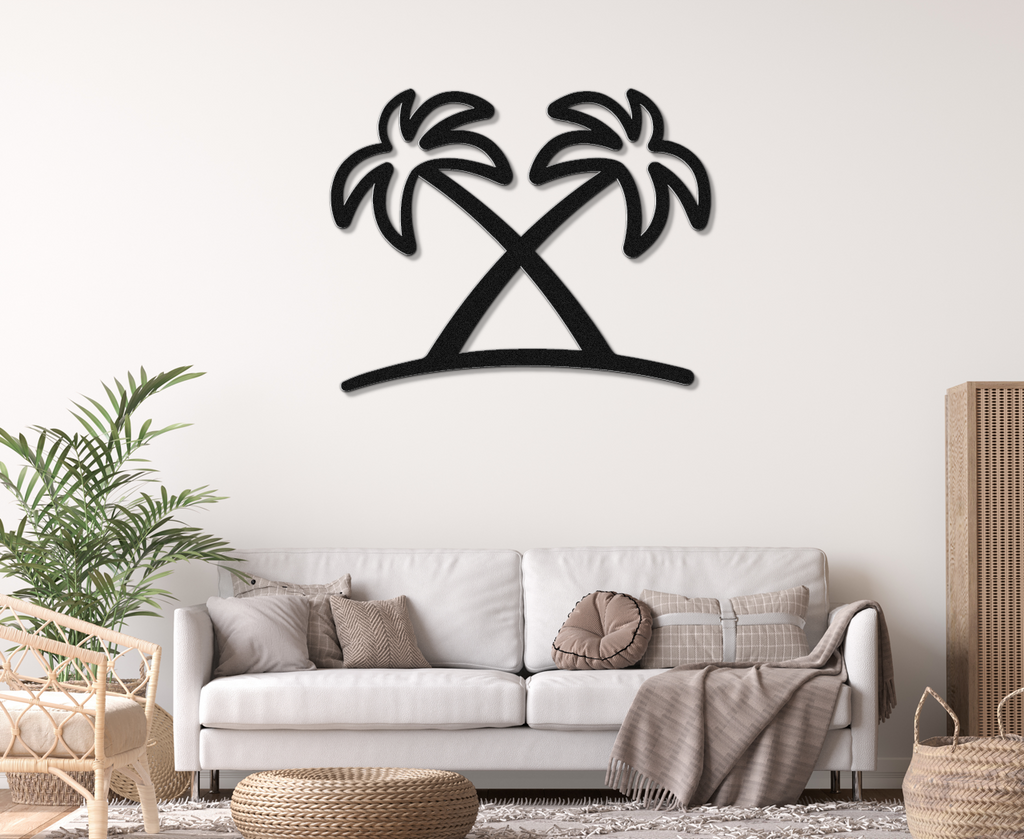 Twin Palm Tree Metal Wall Art