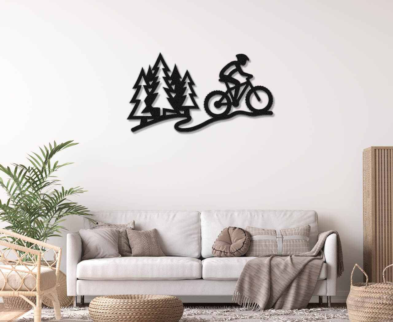 Cycling in the Pines Metal Wall Art