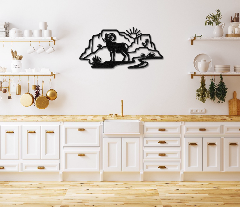 Joshua Tree Bighorn Sheep Metal Wall Art