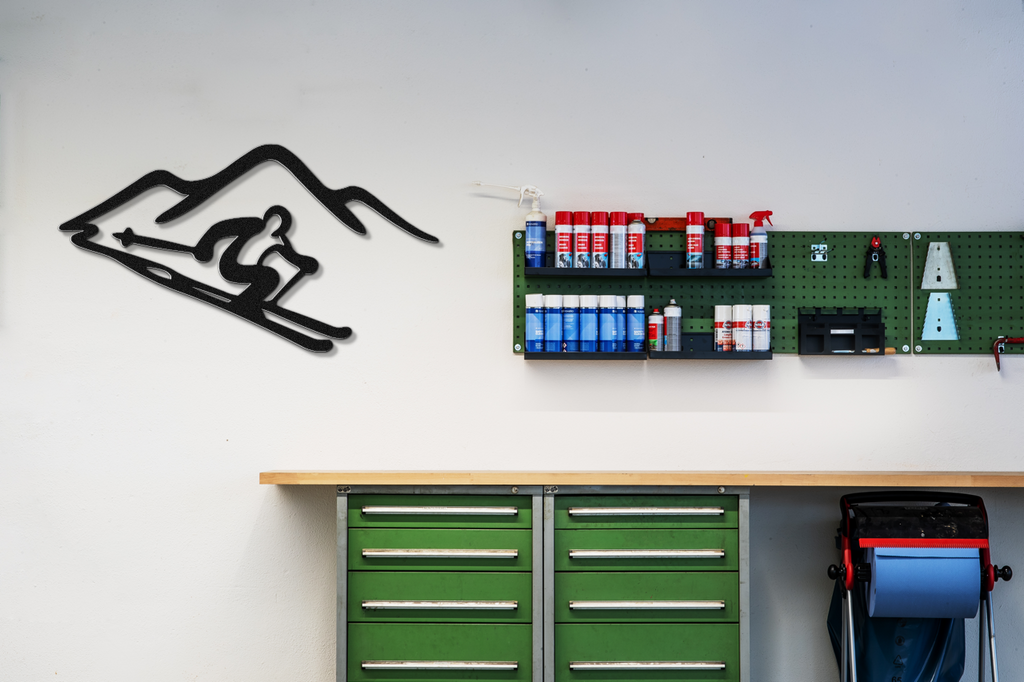 Skier and Mountain Metal Wall Art