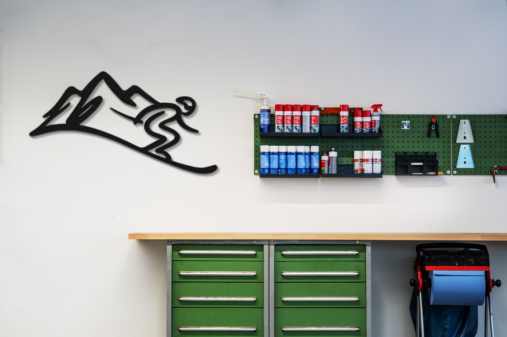 Skier and Mountain Metal Wall Art
