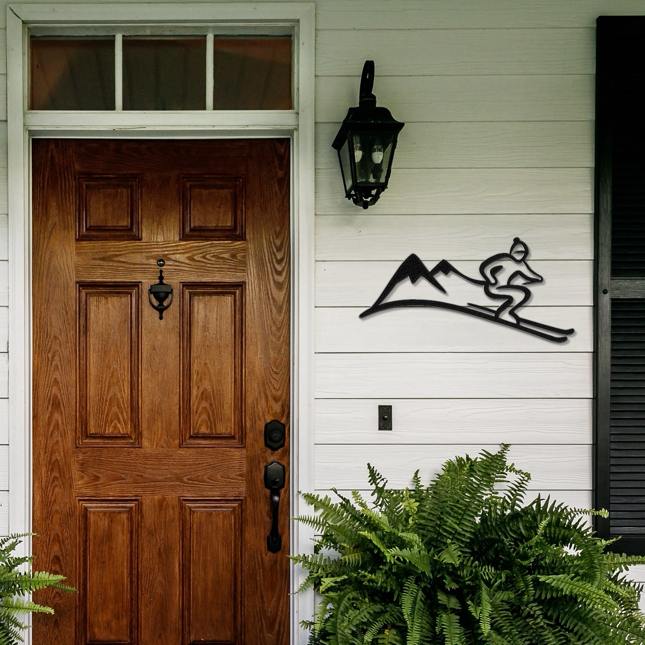 Skier and Mountain Metal Wall Art