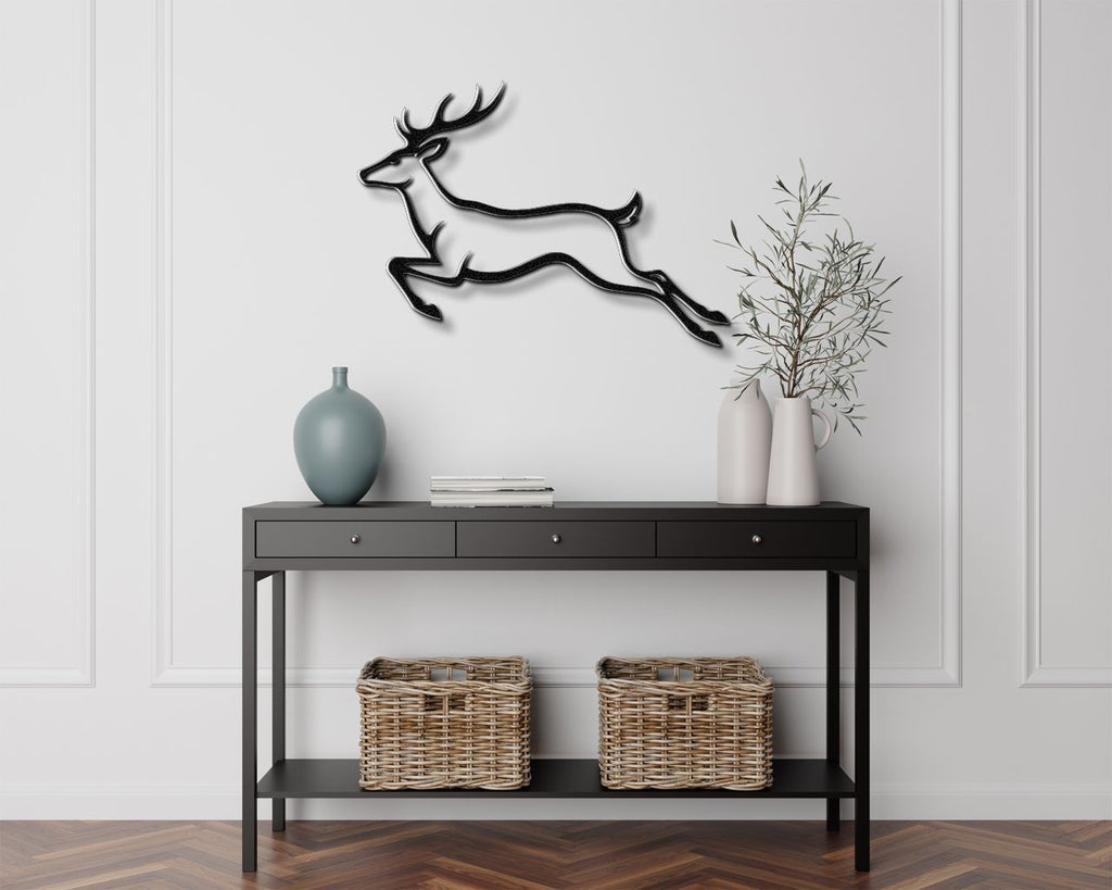 Jumping Deer Metal Wall Art