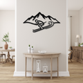 Skier and Mountain Metal Wall Art