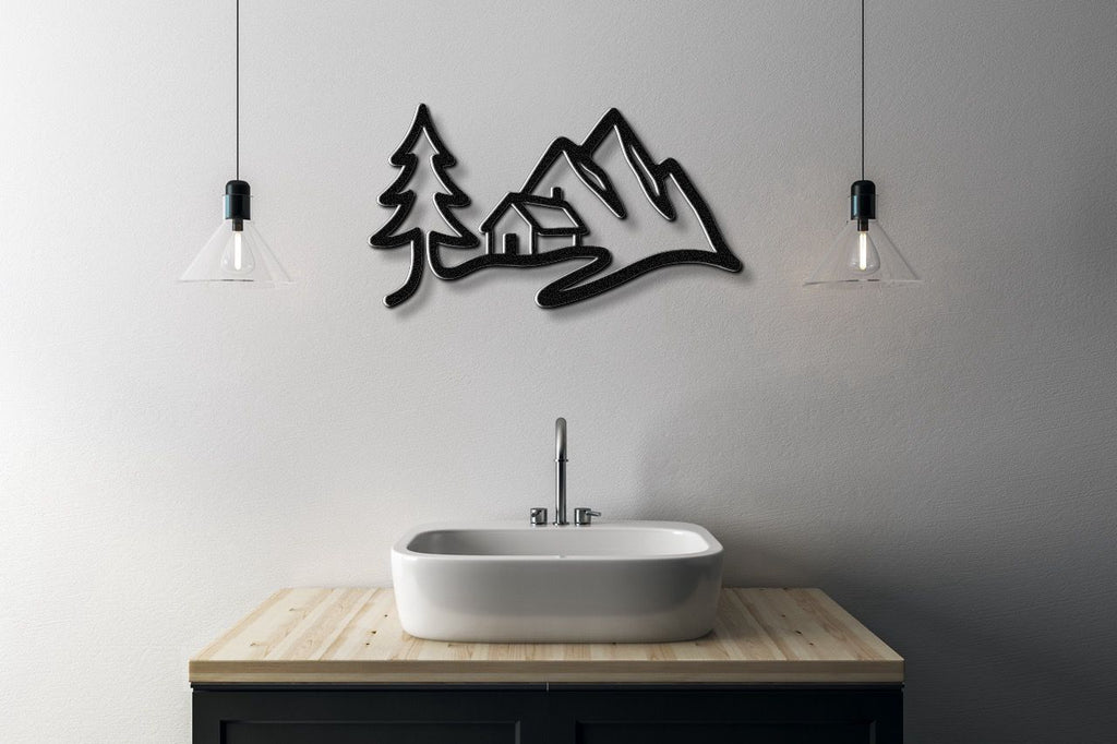 Mountain Cabin Metal Wall Art