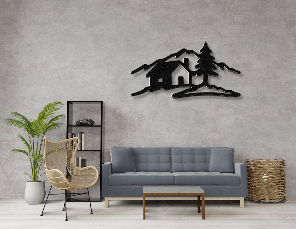 Mountain Cabin Metal Wall Art