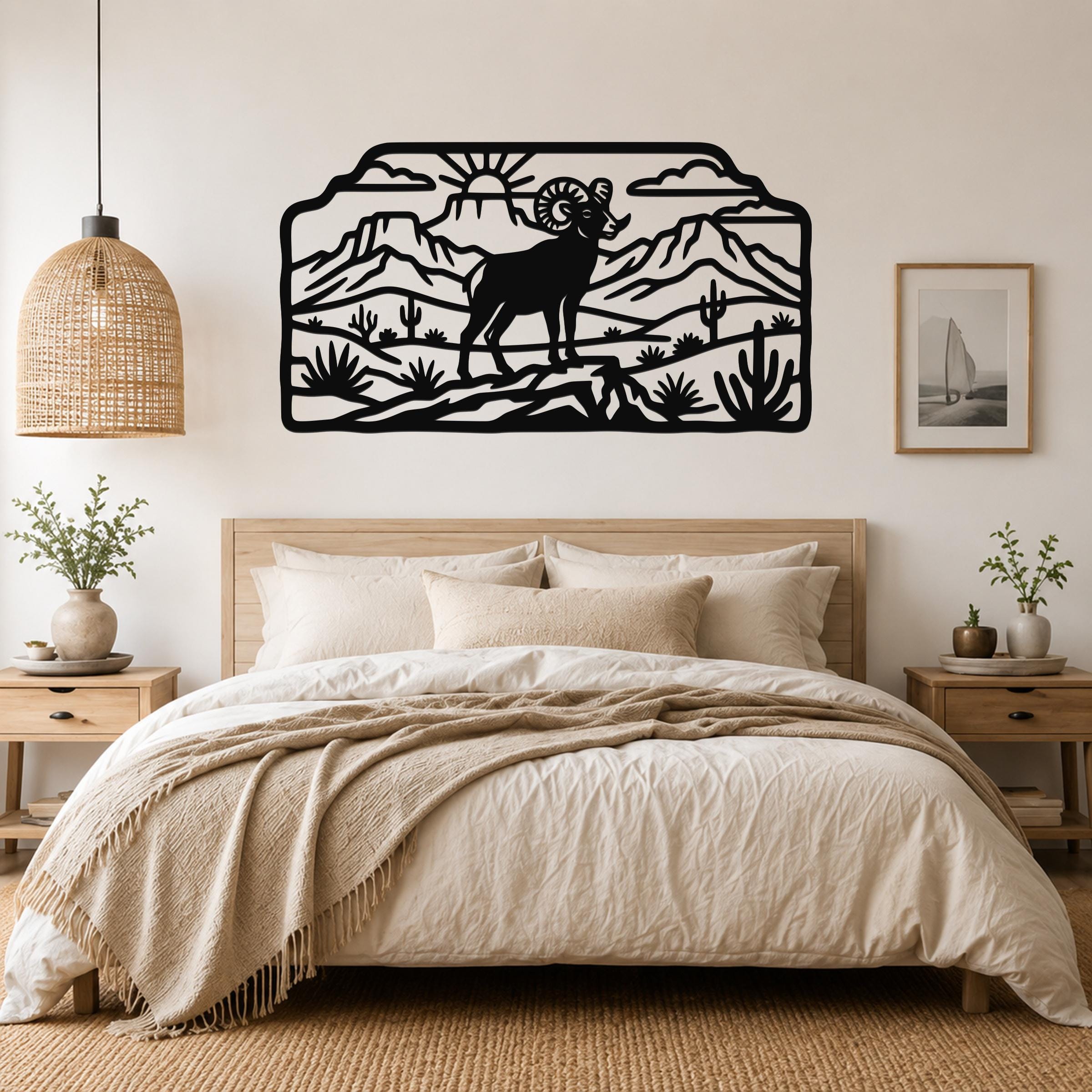 Bighorn Sheep Metal Wall Art, Bold Organic Wildlife Sculpture (Weatherproof Steel, Indoor Outdoor, Rustic Western Decor)