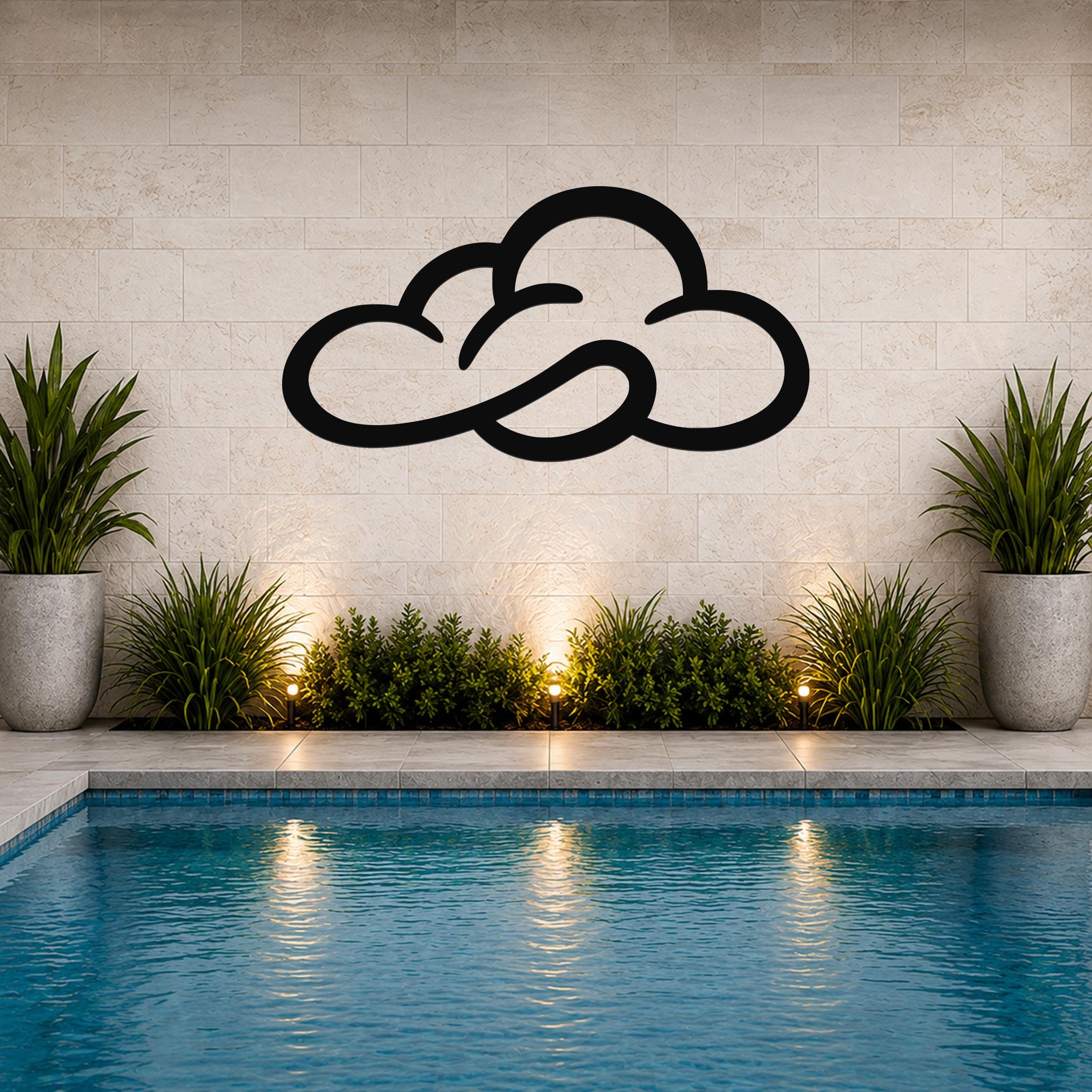 Cloud Metal Wall Art: Minimalist Open Sky Silhouette - Lightweight Metal, Indoor Outdoor, Weatherproof Wall Hanging
