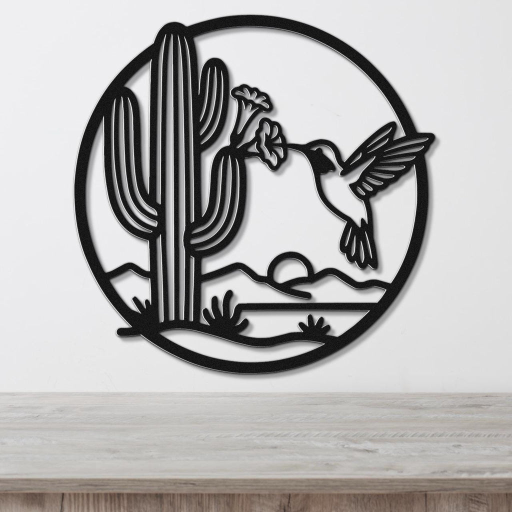 Sonoran Desert Scene Metal Wall Art: Southwestern Nature Inspired Design, Weatherproof Steel (Indoor Outdoor, Living Room Accent)