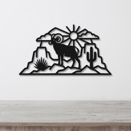 Bighorn Sheep Metal Wall Art: Western Rustic Wildlife Decor, Weatherproof Steel (Durable 16 Gauge, Indoor Outdoor)