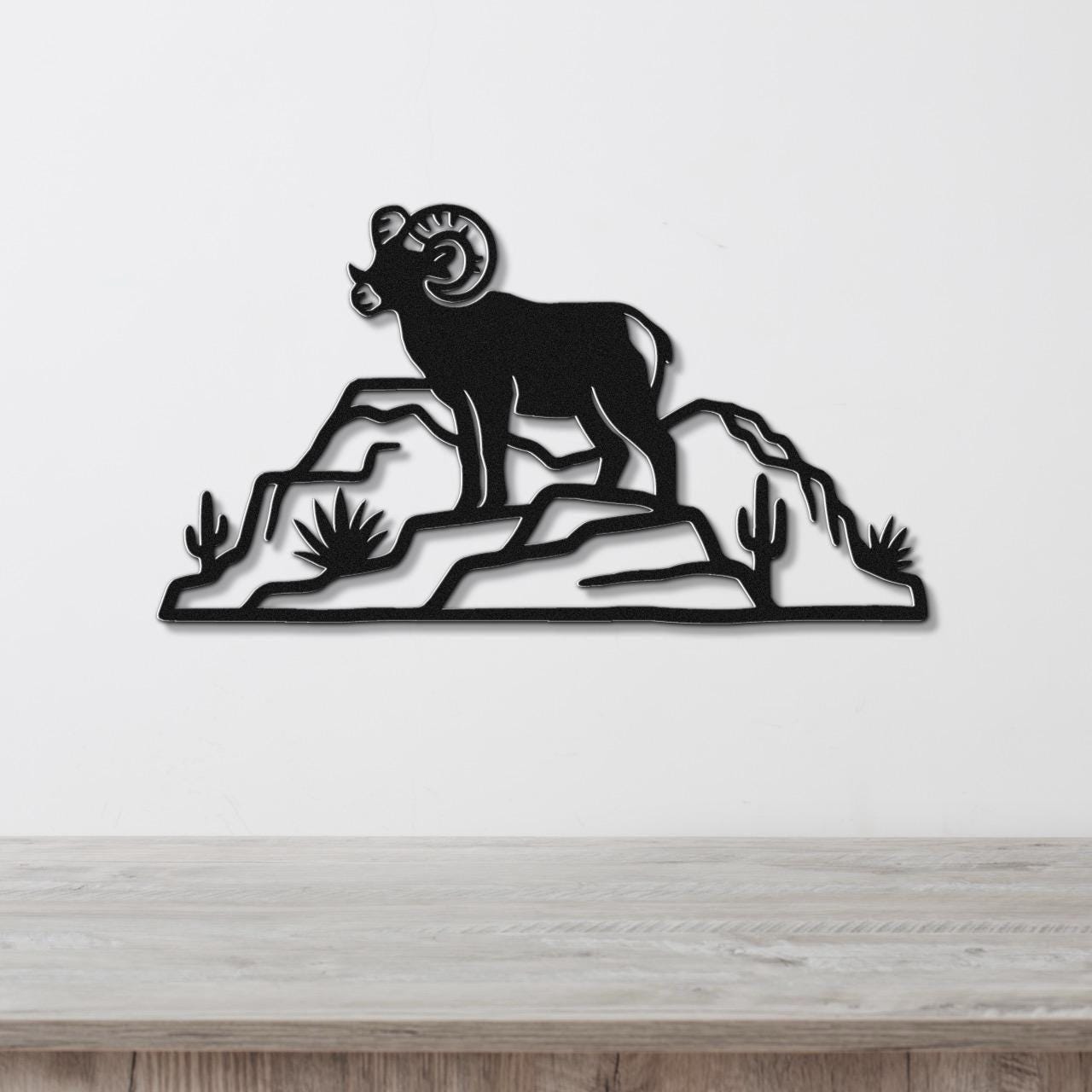 Bighorn Sheep Wall Art: Rustic Copper Silhouette - Weatherproof Metal, Indoor Outdoor, Western Wildlife Decor