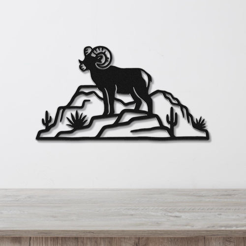 Bighorn Sheep Wall Art: Rustic Copper Silhouette - Weatherproof Metal, Indoor Outdoor, Western Wildlife Decor