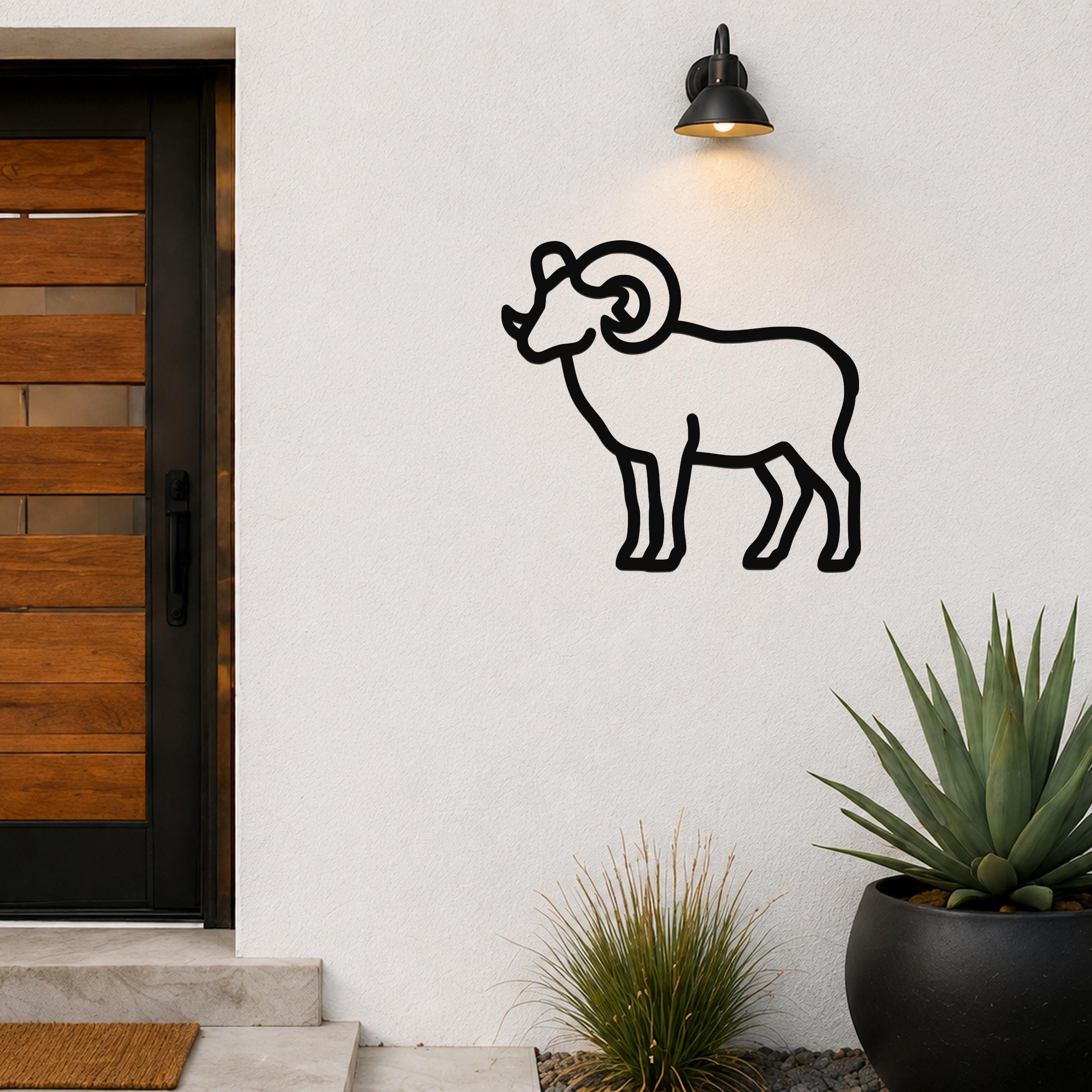 Bighorn Sheep Metal Bold Organic Sculpture: Weatherproof Steel Wildlife Art, Indoor Outdoor | Mountain Home Decor, Nature Inspired Gift