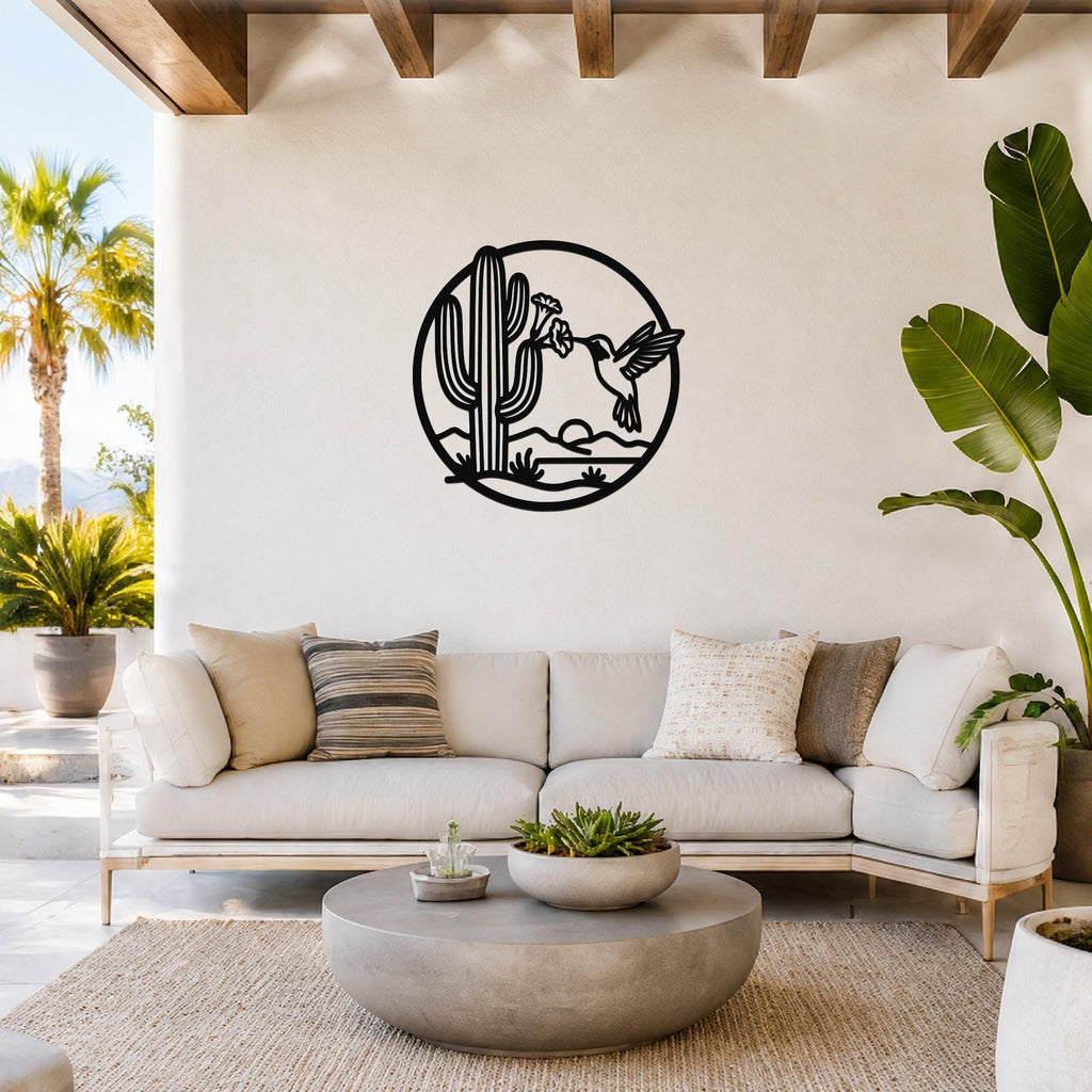 Sonoran Desert Scene Metal Wall Art: Southwestern Nature Inspired Design, Weatherproof Steel (Indoor Outdoor, Living Room Accent)