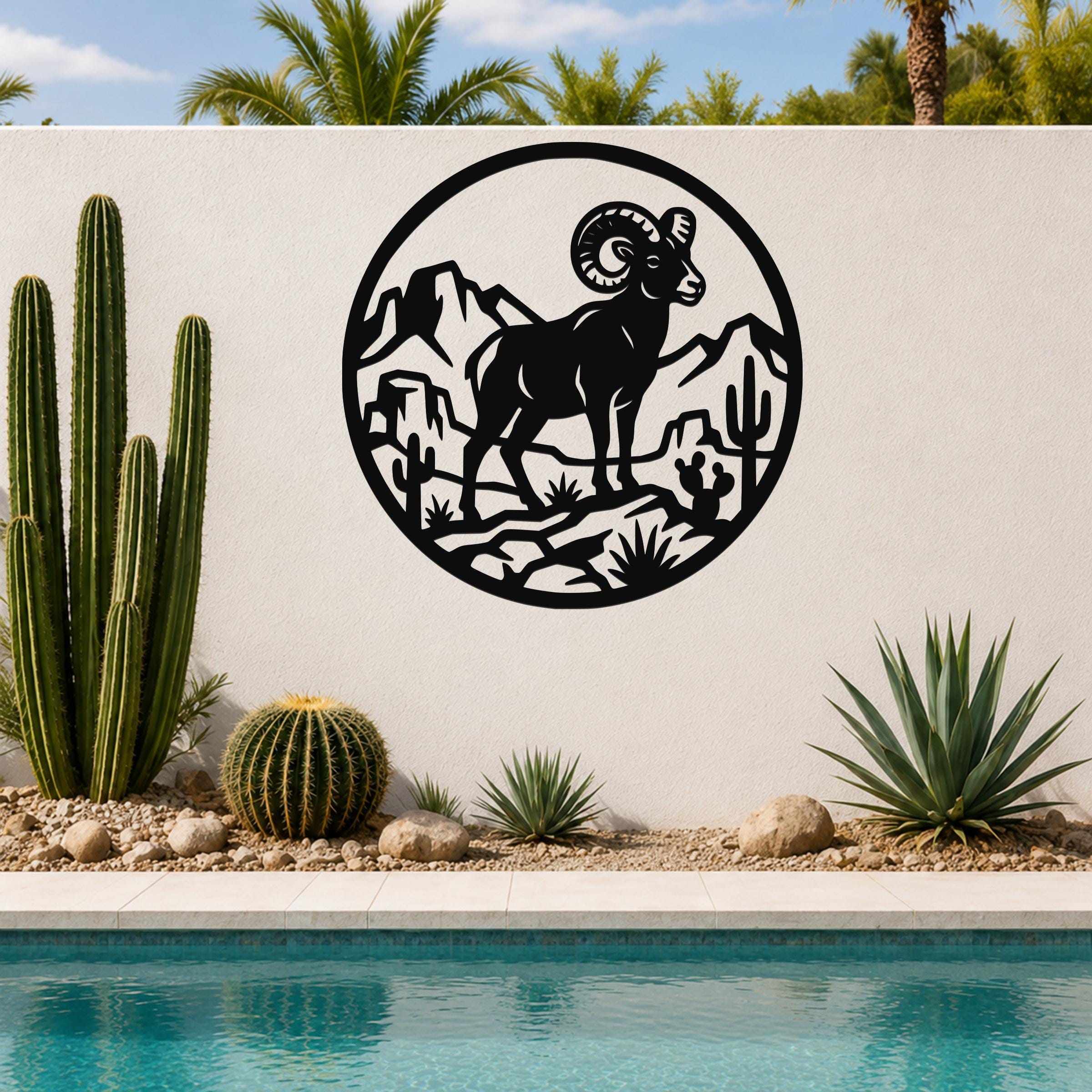 Bighorn Sheep Metal Wall Art: Desert Mountain Silhouette, Rugged Western Wildlife | Weatherproof Steel, Indoor Outdoor | Bold Organic Design