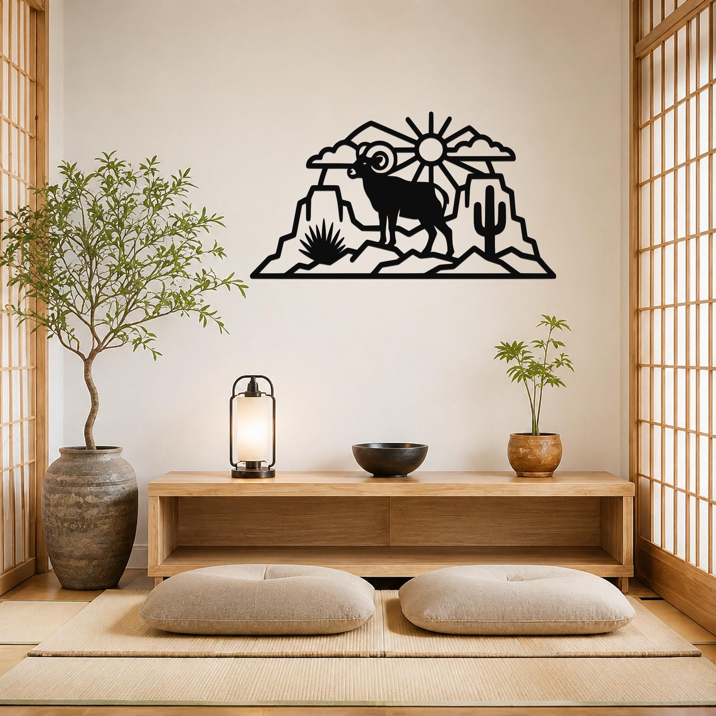 Bighorn Sheep Metal Wall Art: Western Rustic Wildlife Decor, Weatherproof Steel (Durable 16 Gauge, Indoor Outdoor)