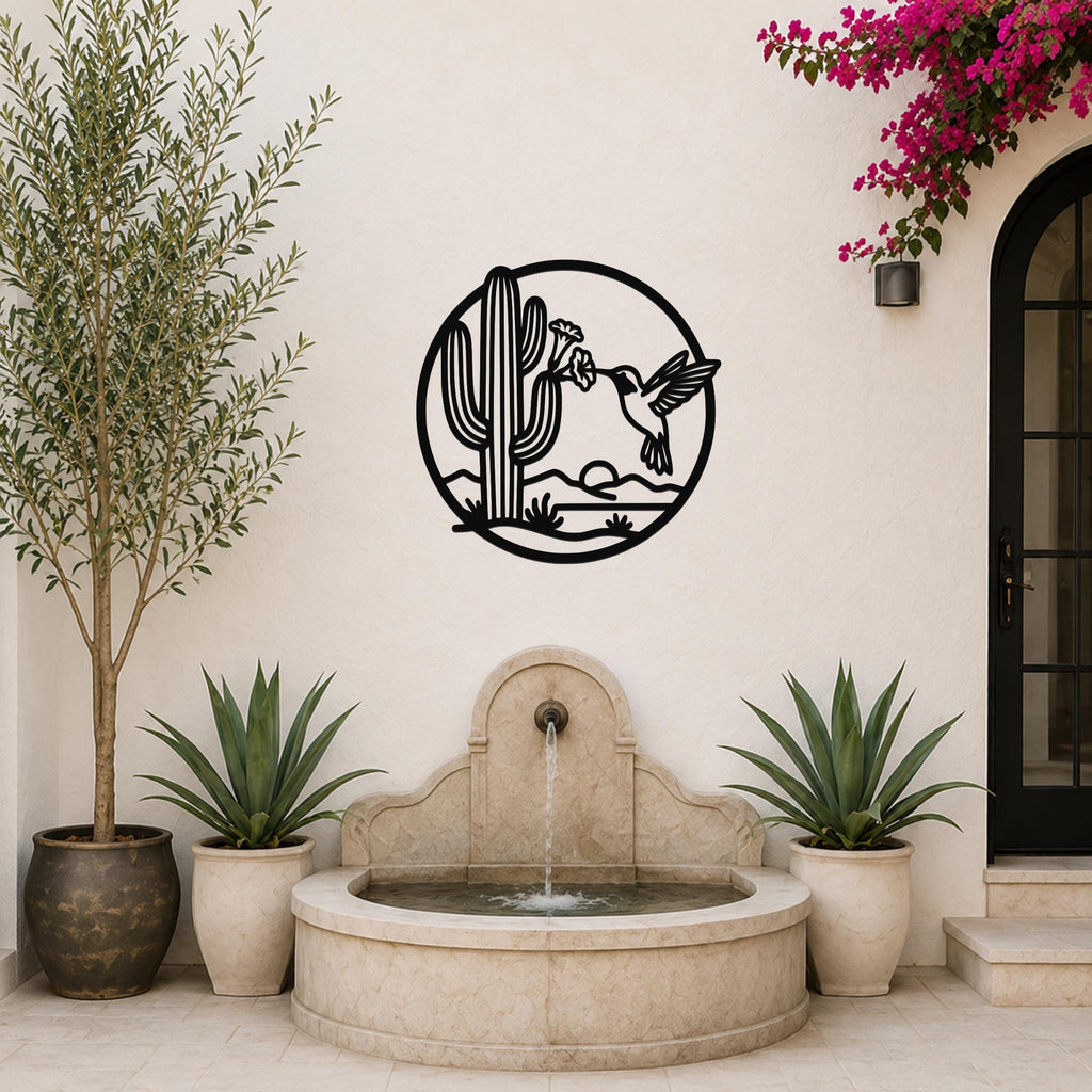 Sonoran Desert Scene Metal Wall Art: Southwestern Nature Inspired Design, Weatherproof Steel (Indoor Outdoor, Living Room Accent)