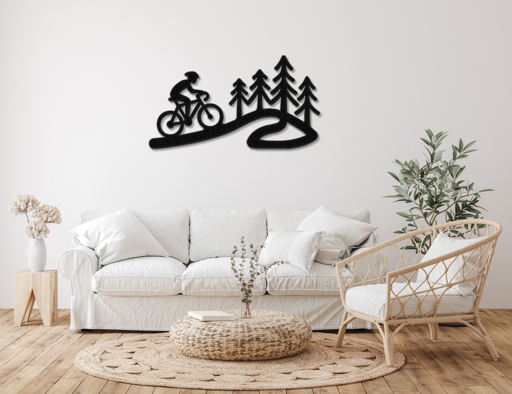 Cycling in the Pines Metal Wall Art