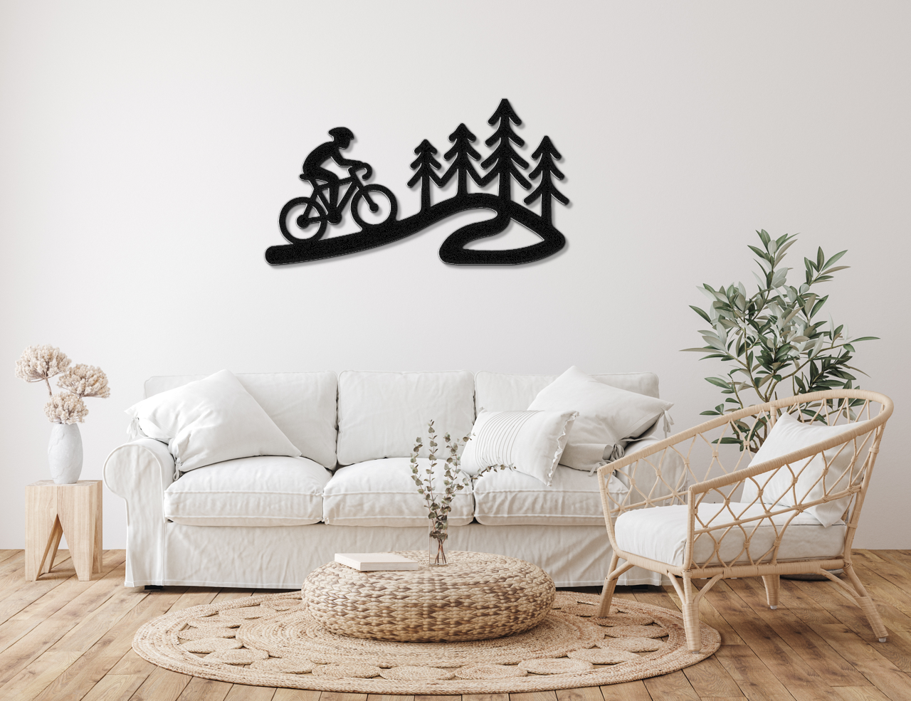 Cycling in the Pines Metal Wall Art