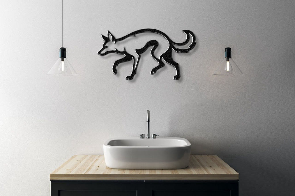 Sneaky Coyote Metal Wall Art
