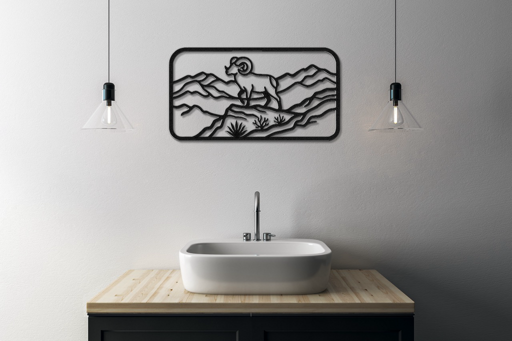 Mountain Bighorn Sheep Metal Wall Art