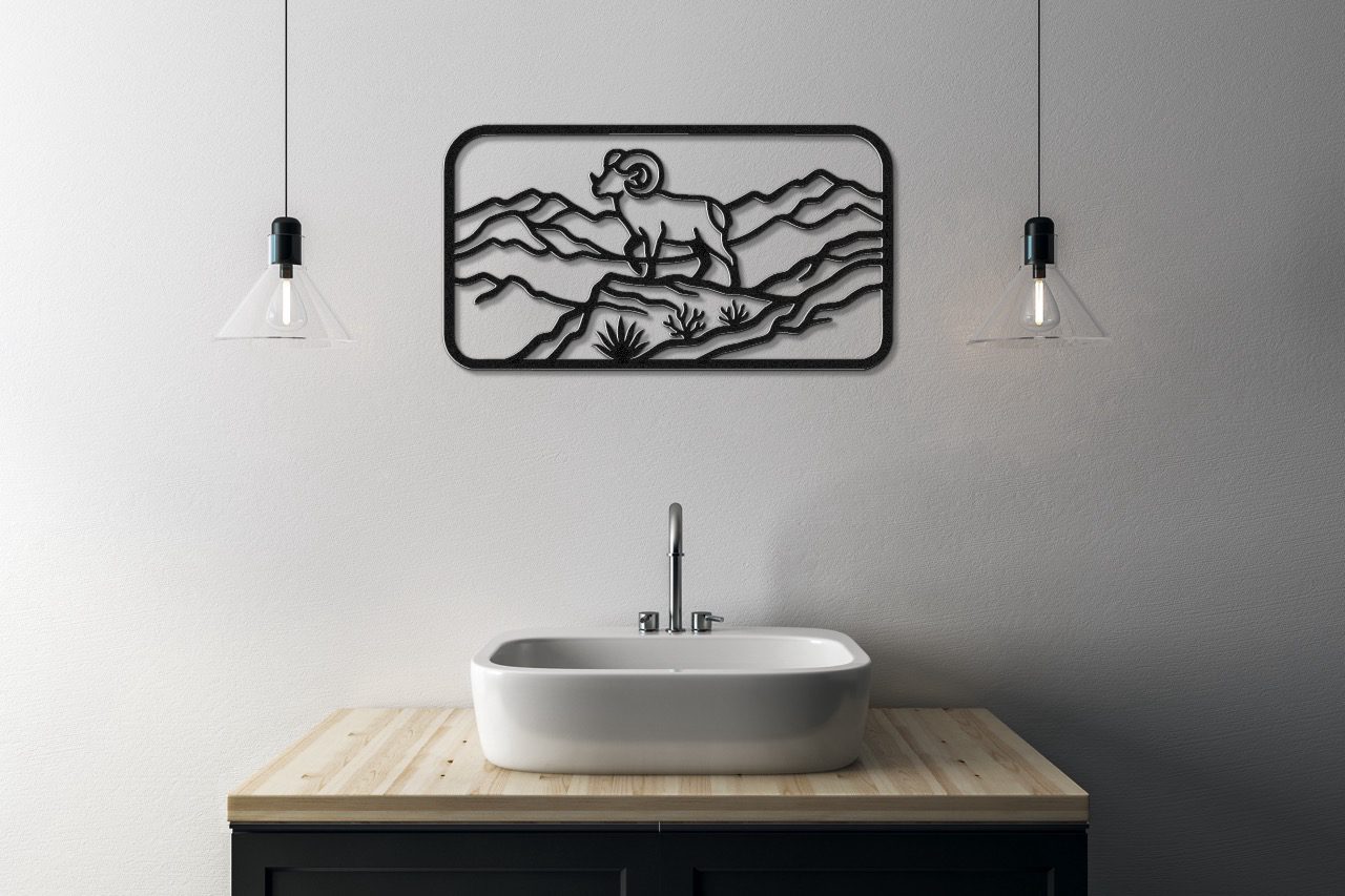 Mountain Bighorn Sheep Metal Wall Art