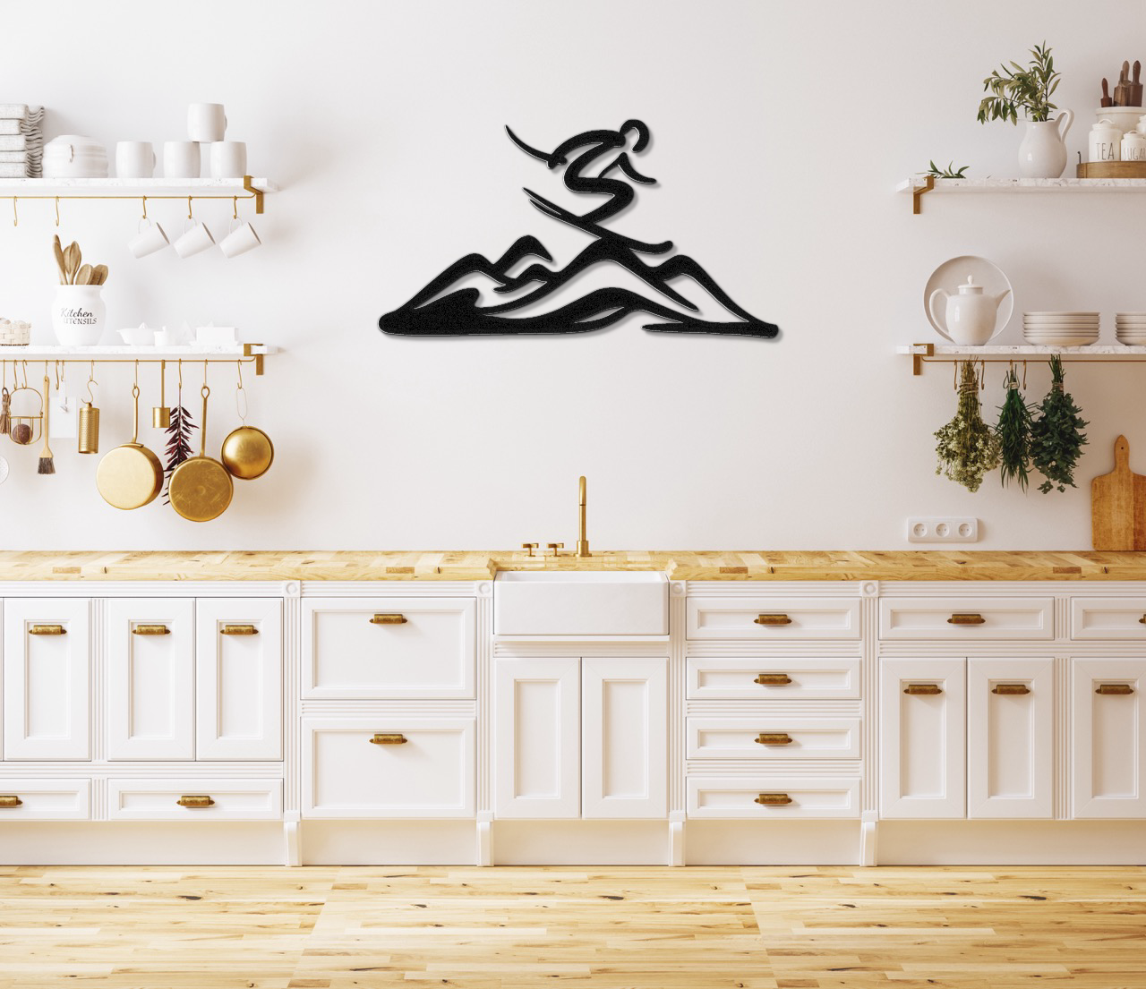 Skier and Mountain Metal Wall Art
