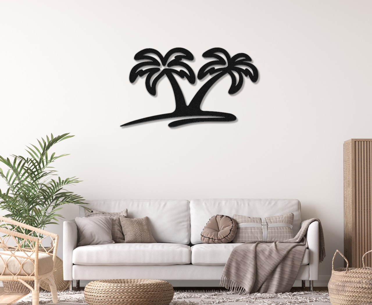 Twin Palm Tree Metal Wall Art