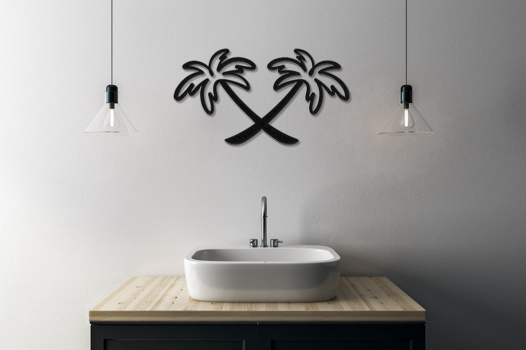 Twin Palm Tree Metal Wall Art