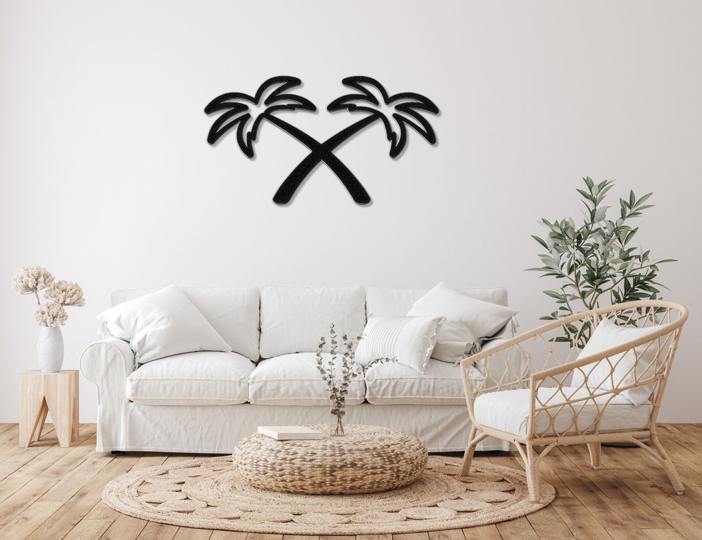 Twin Palm Tree Metal Wall Art