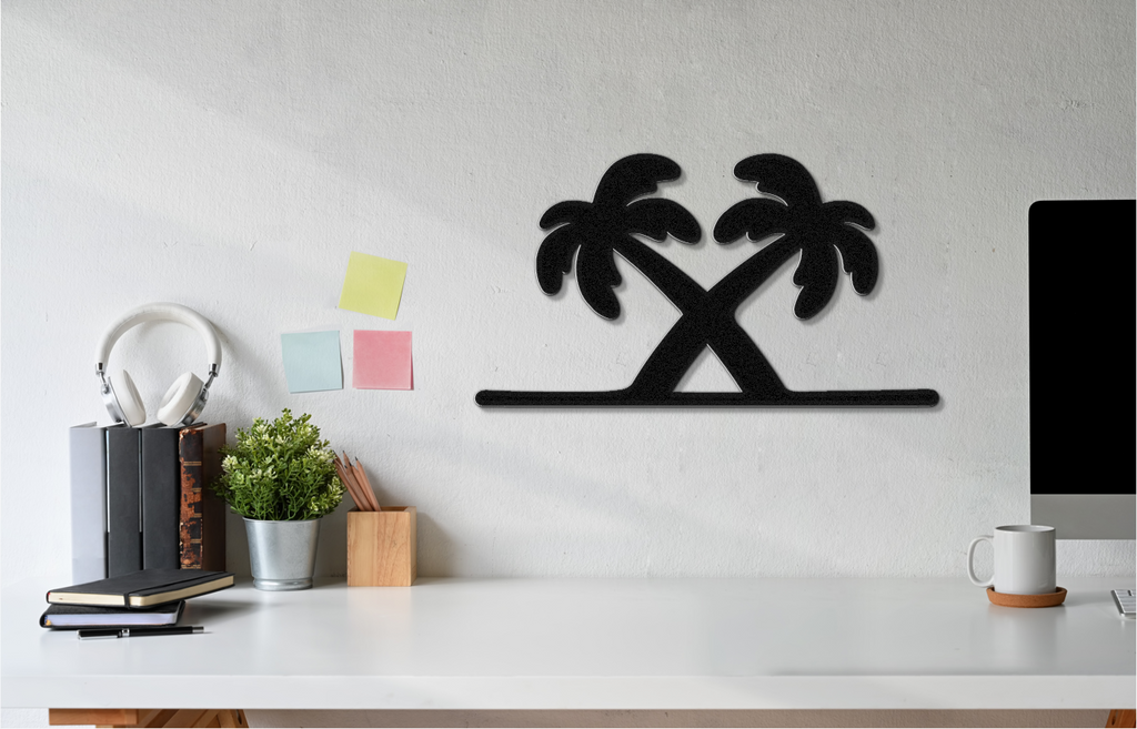 Twin Palm Tree Metal Wall Art