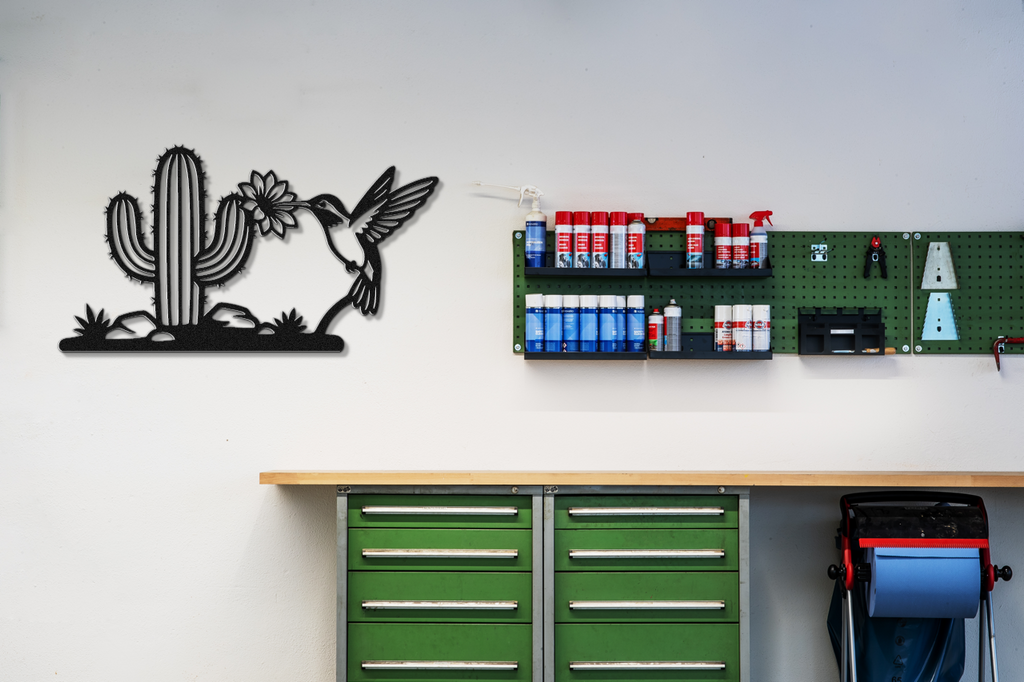 Hummingbird and Saguaro Metal Wall Art