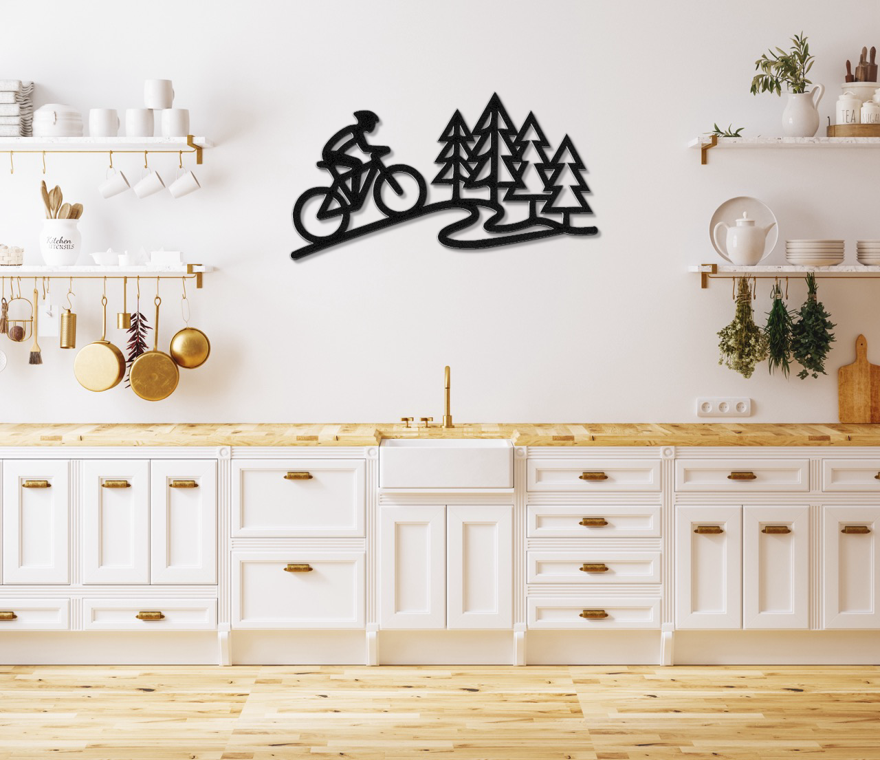 Cycling in the Pines Metal Wall Art